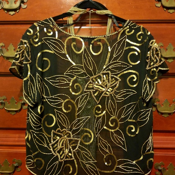 Aidan Mattox Black Sequined Shawl - Picture 3 of 8